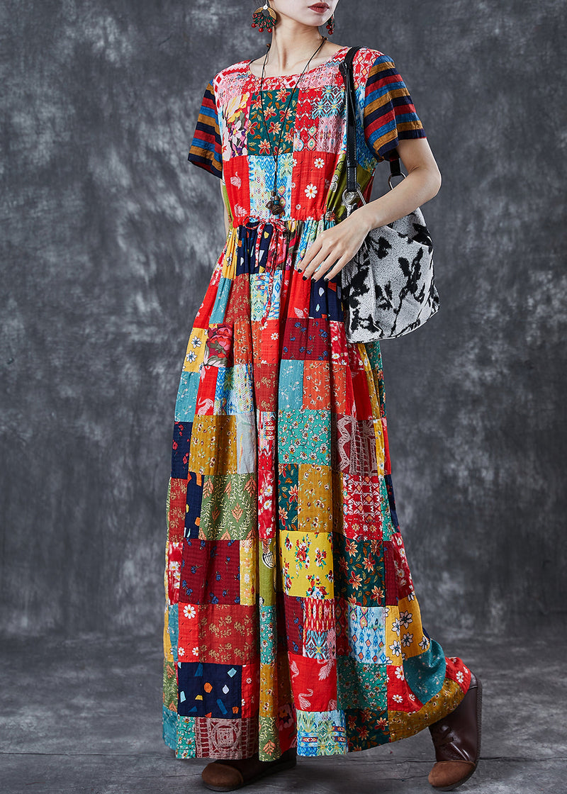 Boutique Colorblock Exra Large Hem Cotton Cinched Dress Summer