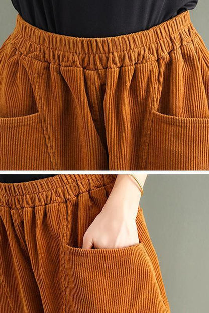 Limited Stock- Elastic Waist Corduroy Cotton Handmade Pants
