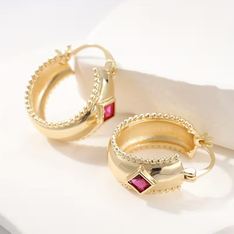 Ruby Hoop Earrings