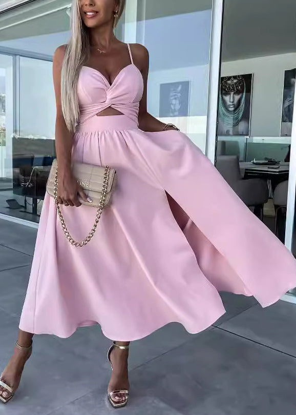 New Rose Hollow Out Cotton Spaghetti Strap Dress Summer