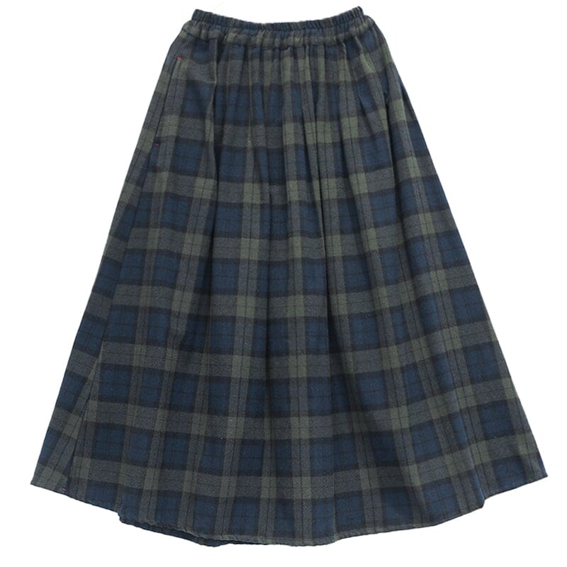 Spring Plaid A-line Cotton Skirt