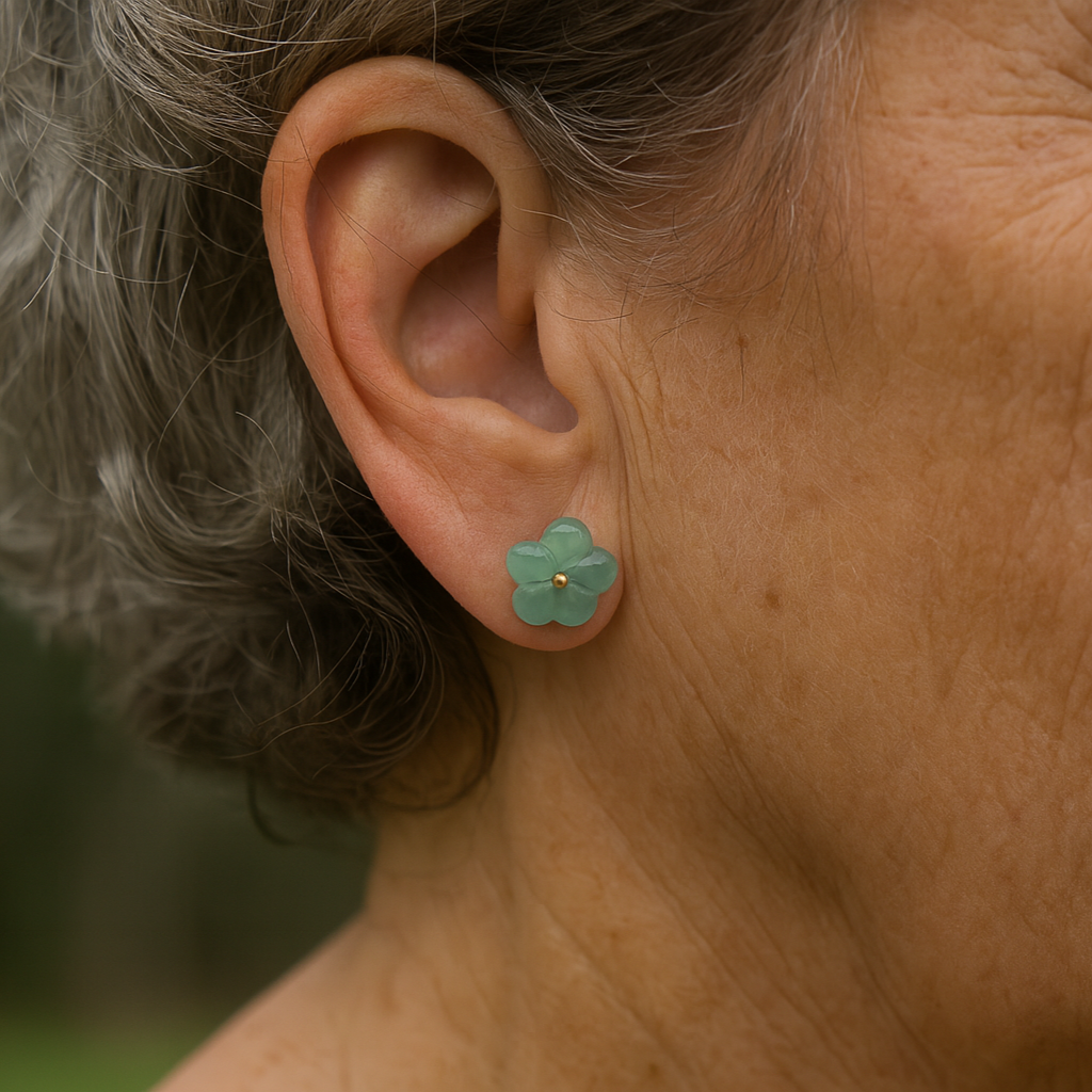 Turquoise Earrings With Crystal Flower