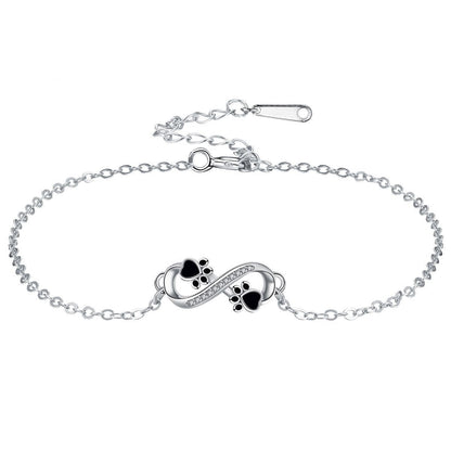 Infinite Symbol Pendant Pet Paw Bracelet With Zirconia
