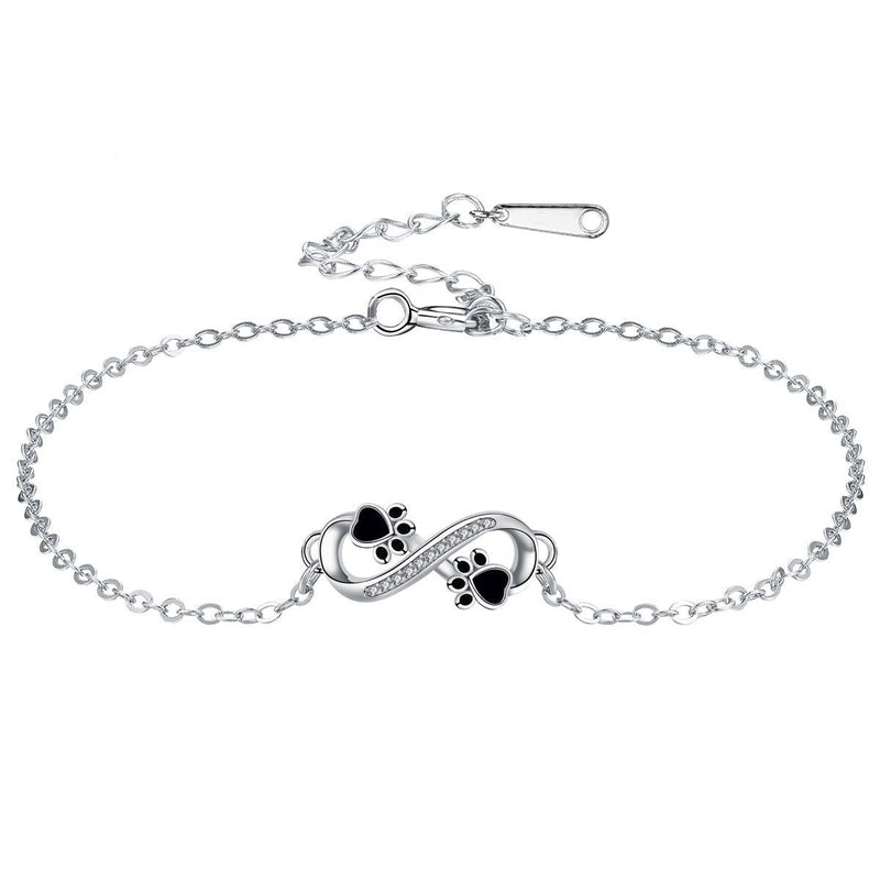 Infinite Symbol Pendant Pet Paw Bracelet With Zirconia