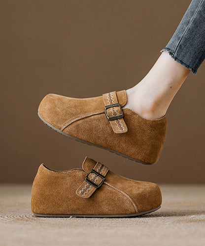 New Light Camel Suede Platform Haken Shoes