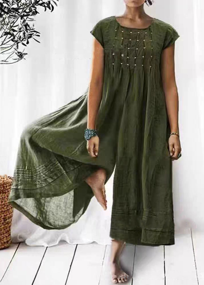 Dark Grey High Waist Cotton Jumpsuits Summer