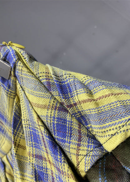 Colorblock Plaid Asymmetrical Patchwork Skirts Summer