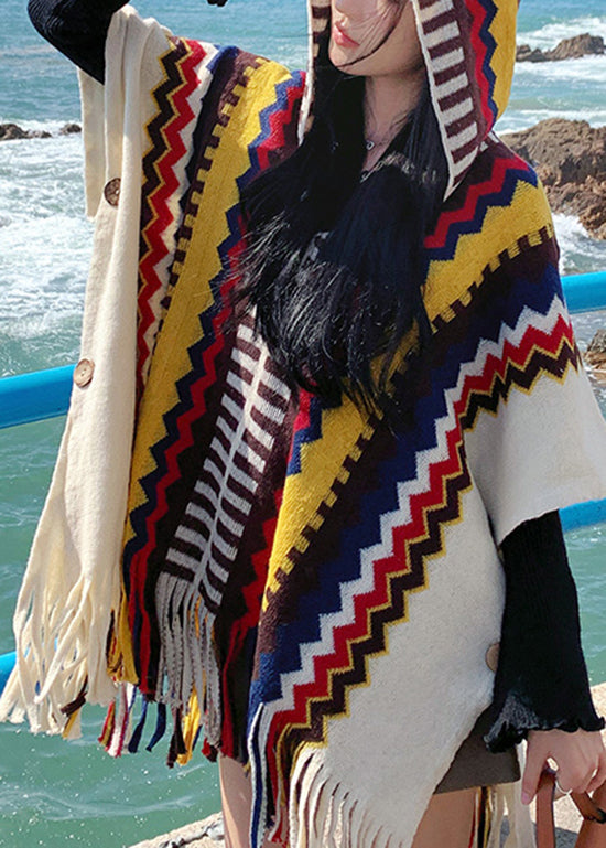 Style Red Hooded Cape Style Shawl Coat
