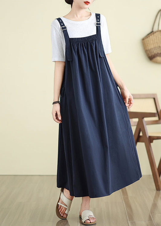 Stylish Navy Exra Large Hem Loose Cami Dress Summer