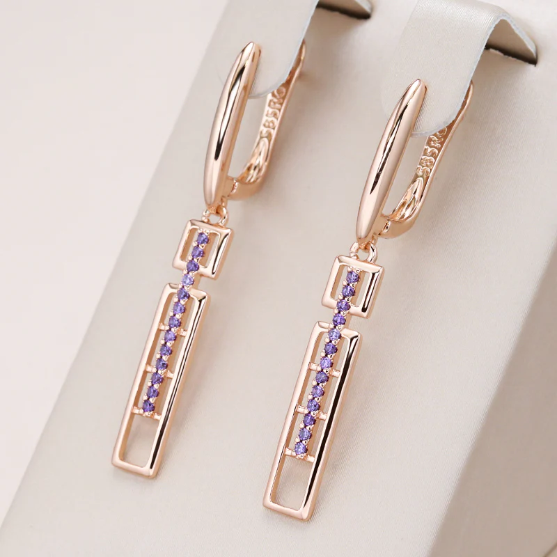 Rectangular Purple Crystal Earrings