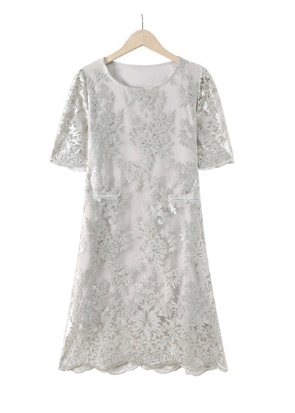 Silvery Jacquard Silk Maxi Dresses Summer