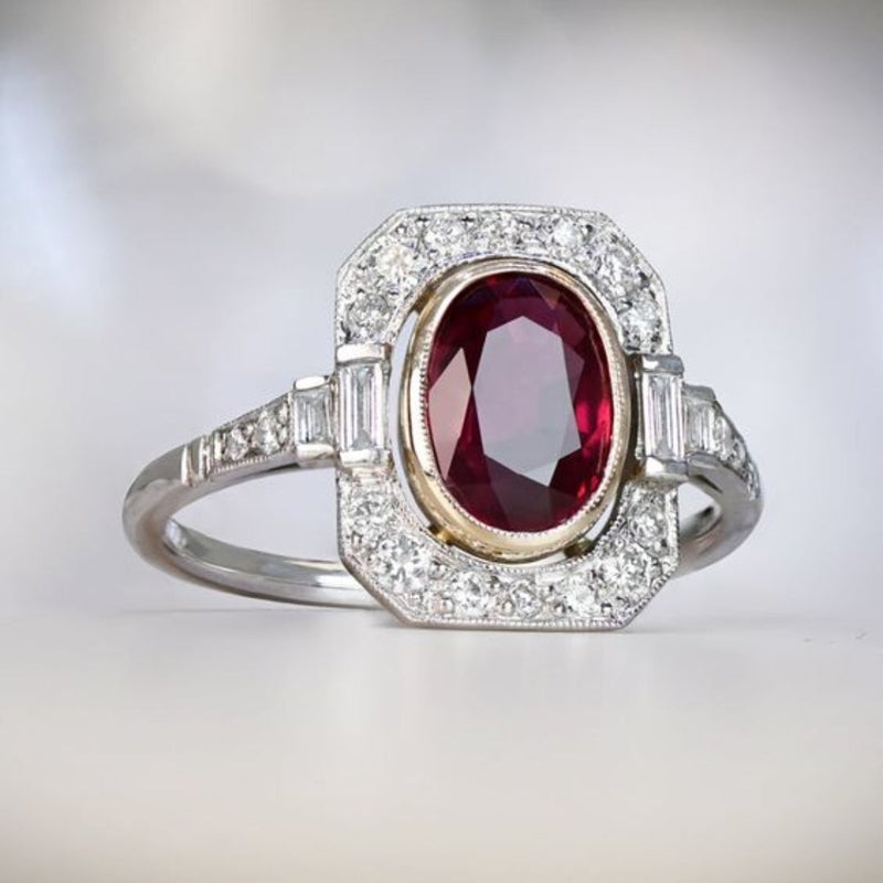Red Zirconia Silver Ring
