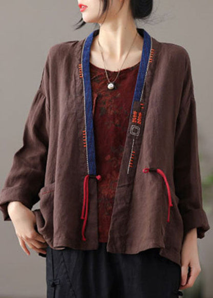 Mulberry Embroidered Patchwork Loose Coat Spring