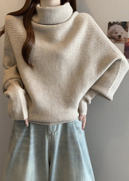 Apricot Turtleneck Thick Knit Sweater Winter