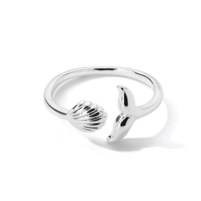 Anillo Ajustable Cola de Sirena con Concha en Oro