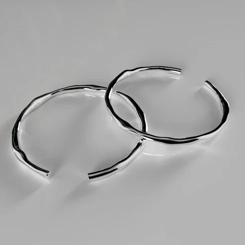 Silver Bracelet, Adjustable and Irregular in Shape