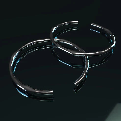 Silver Bracelet, Adjustable and Irregular in Shape