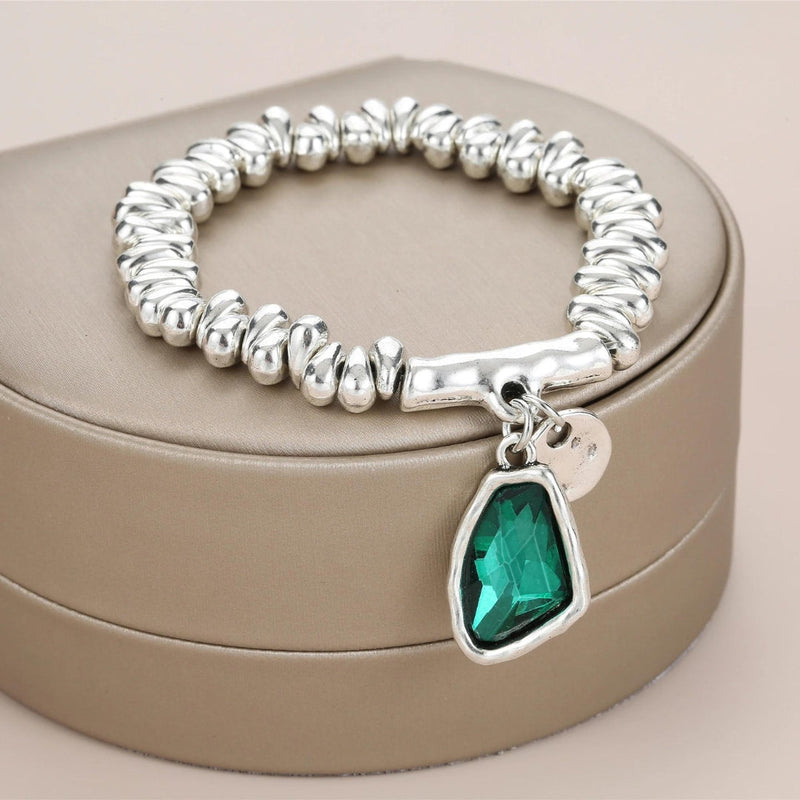 Crystal Bracelet With Silver Plated Pearls