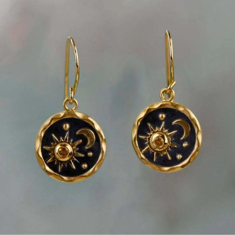 Earrings With Sun and Moon in Gold and Silver