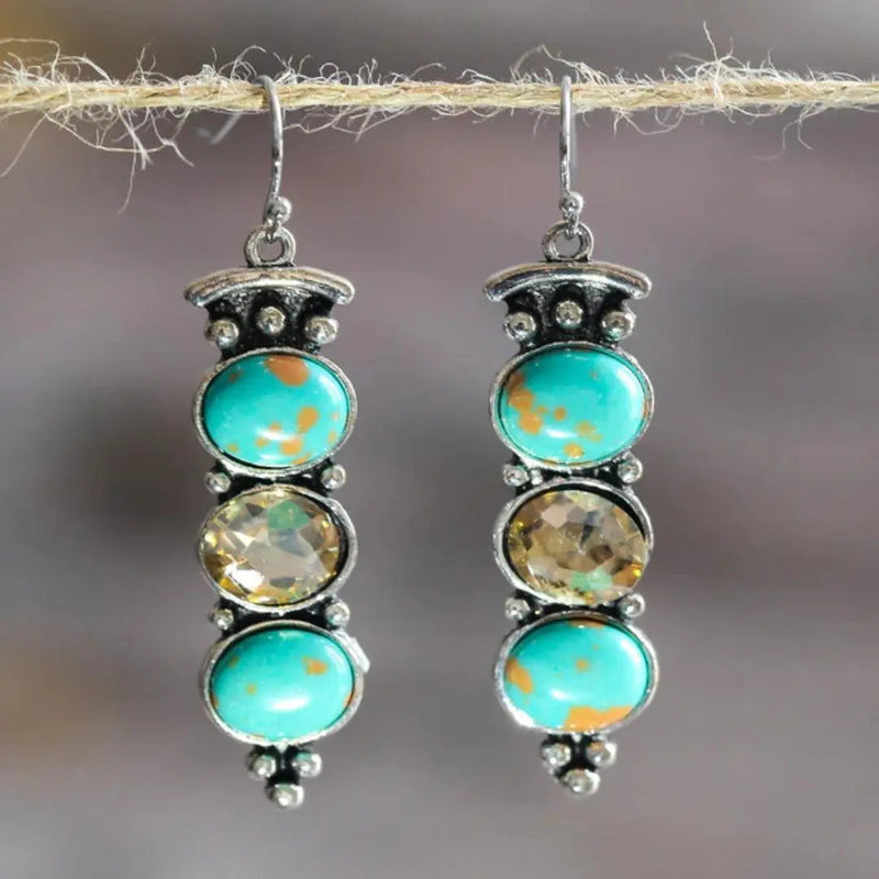 Natural Turquoise Dropped Earrings