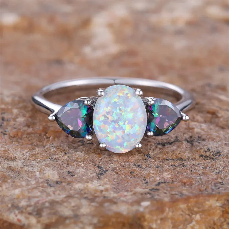 White Opal Ring