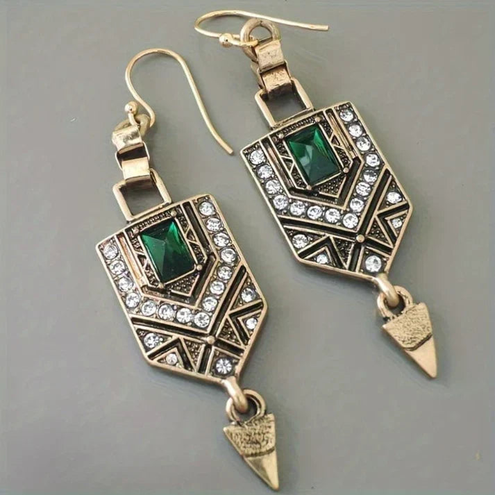 Gold Green Zirconia Earrings