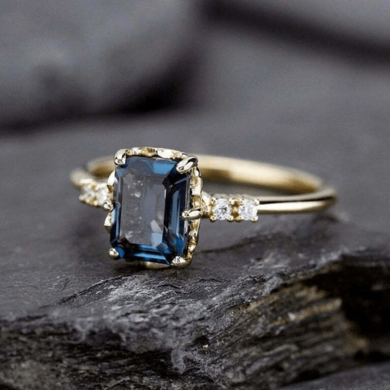 Blue Crystal Gold Ring