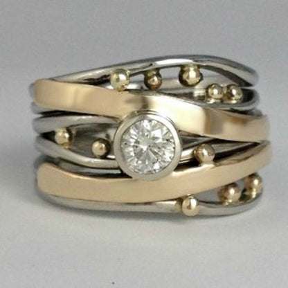 Gold Inlaid Zirconia Ring