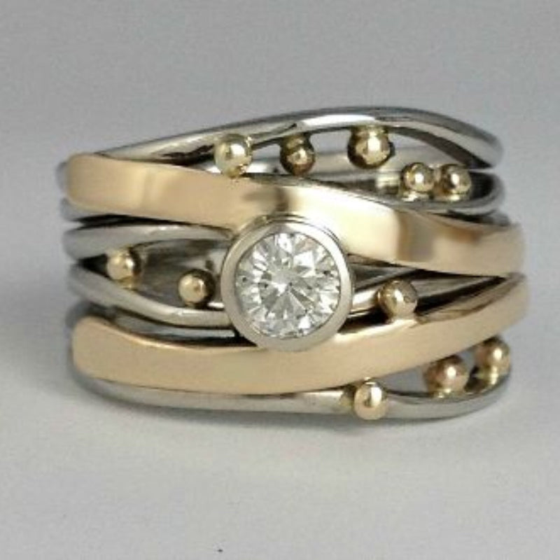 Gold Inlaid Zirconia Ring