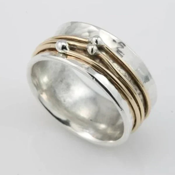 1+1 Offer: Elena - Silver Ring With Gold Plating + Hoop Earrings in Gold and Silver