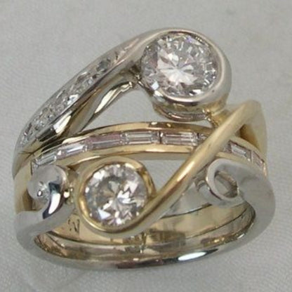 Silver–gold Zirconia Ring