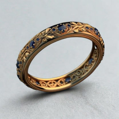 Exotic Fine Blue Zirconia Leaf Ring