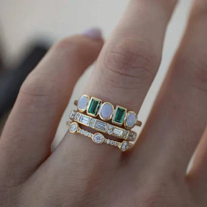 1+1 Offer: Malia Pearl Earrings + Ring Set With White and Green Opal