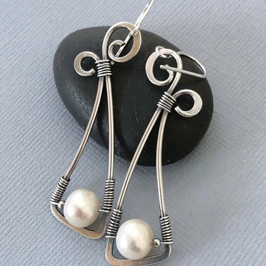 Silver Pearl Earrings