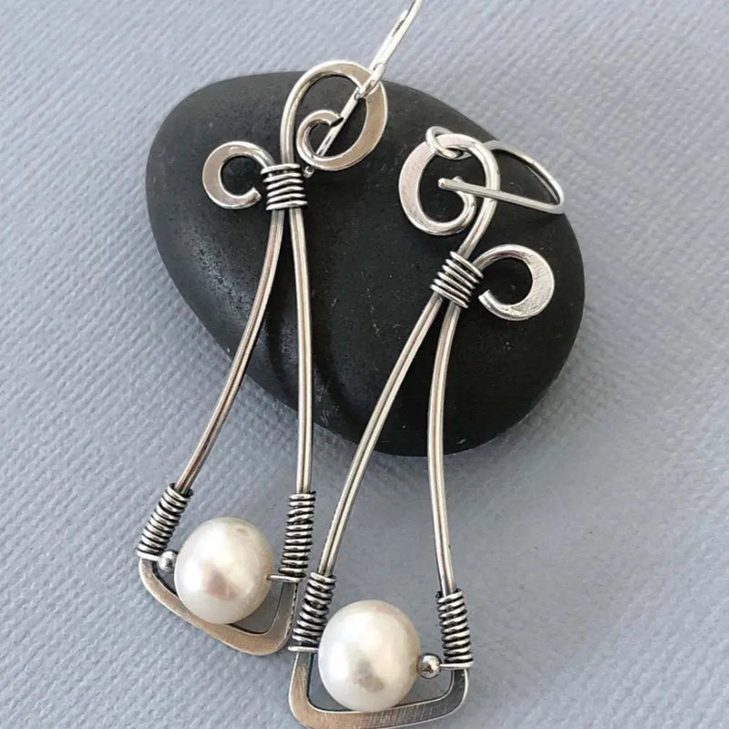 Silver Pearl Earrings