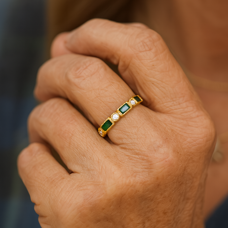 Gold Ring With Green Zirconia