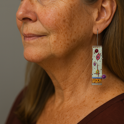 Earrings With Antique Enamel