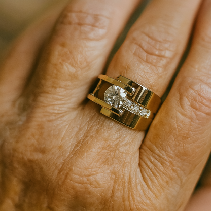 Irregular Zirconia Gold Ring