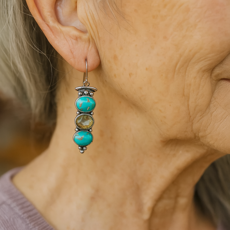 Natural Turquoise Dropped Earrings