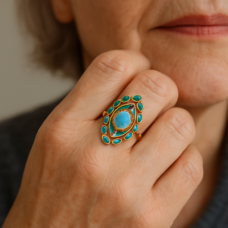 Blue Ring Crystals and Opal