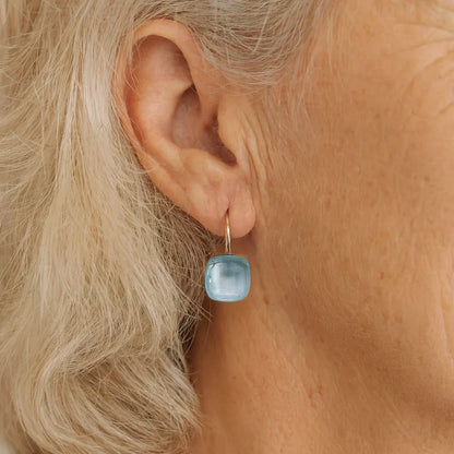 Blue Inlaid Zirconia Earrings