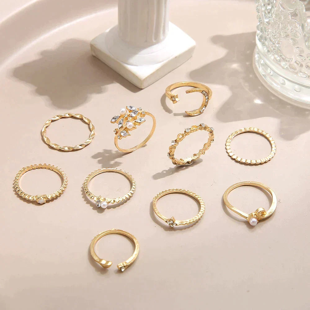 Silver & Gold Ring Stack — Set of 10