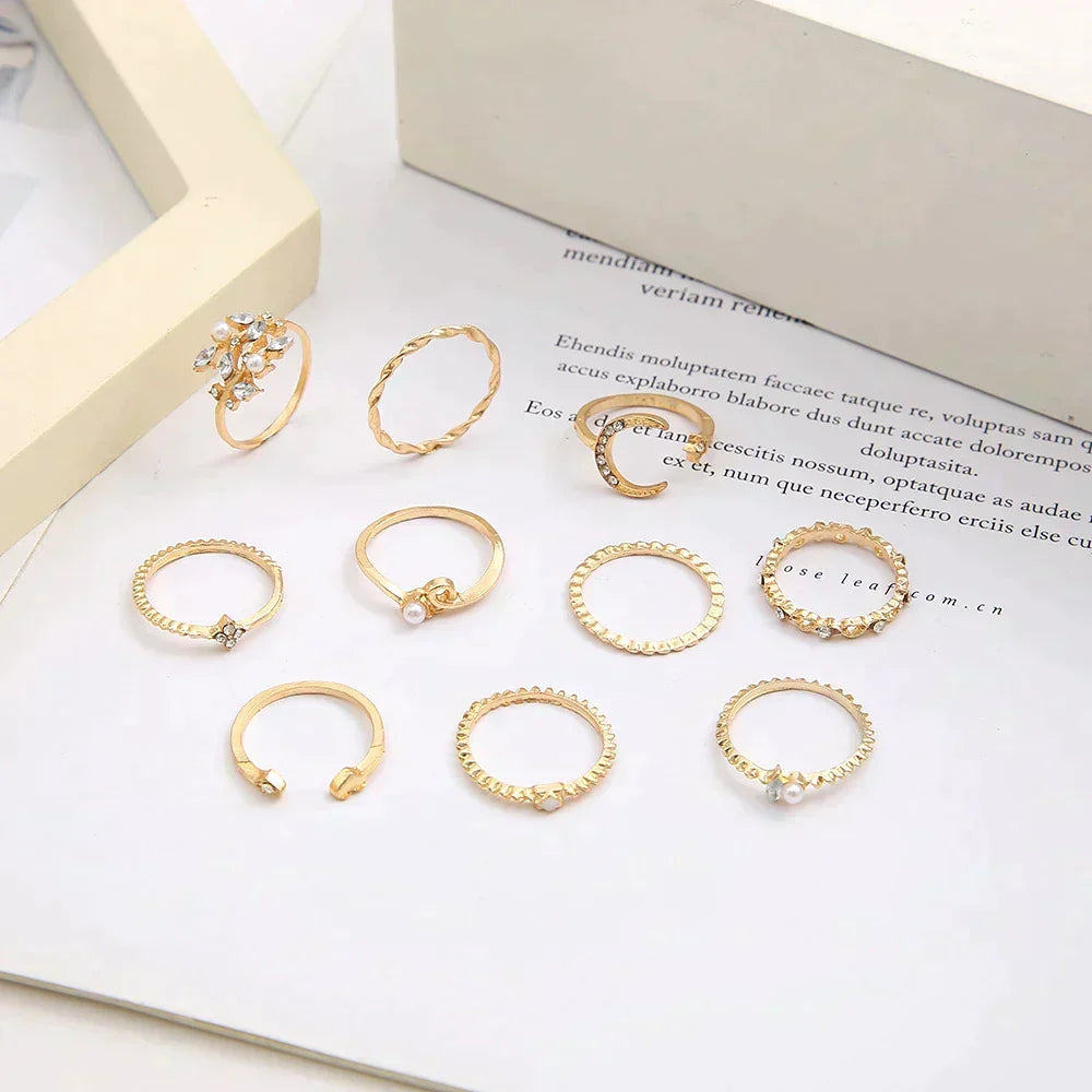 Silver & Gold Ring Stack — Set of 10