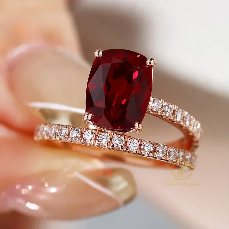 Cushion-cut Moissanite Ring