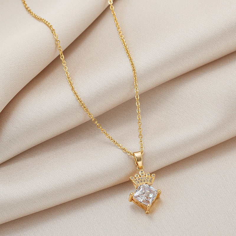 Colgante Corazón Real de Cristal en Oro