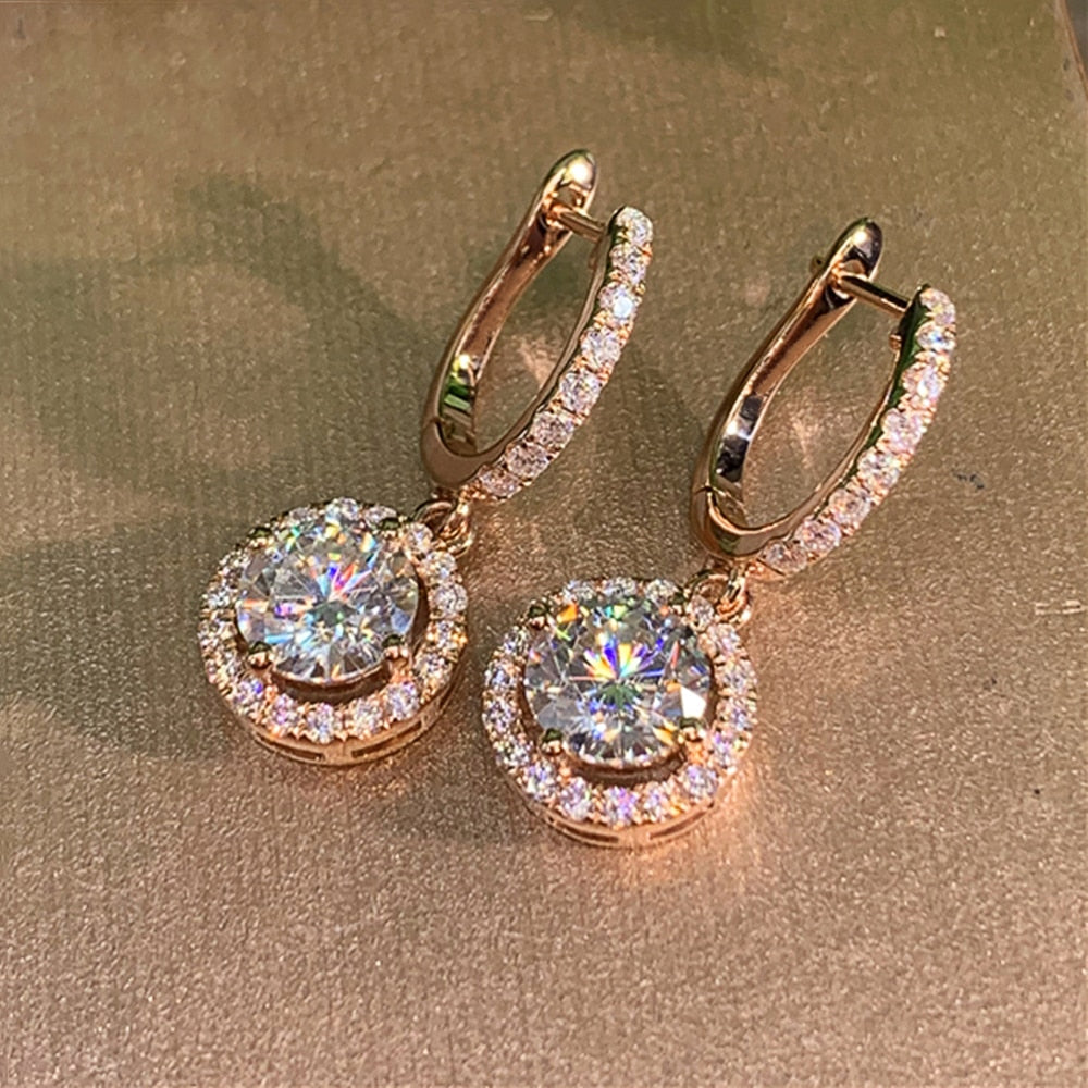Aretes Redondos de CIrconitas en Oro