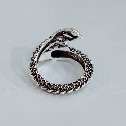 Anillo de Dragón Ajustable en Plata