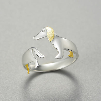 Anillo Perro Salchicha en Plata