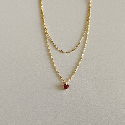 Colgante Corazón de Cristal Rojo en Oro