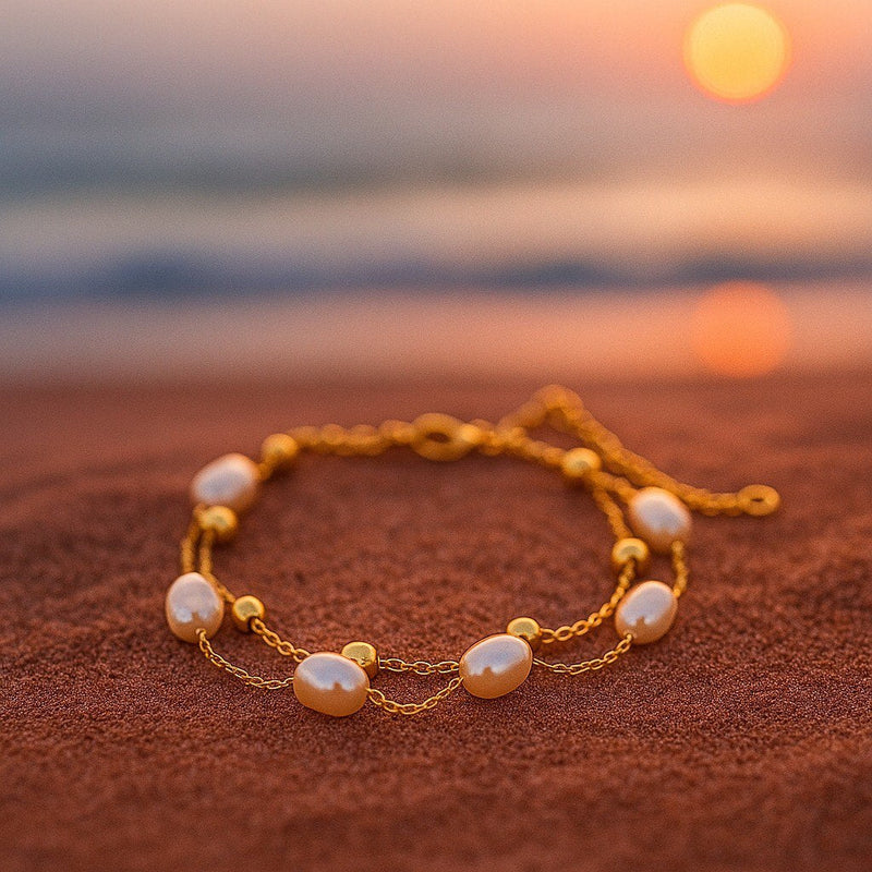 Summer | Golden Bracelet With Pearls